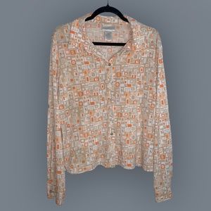 Retro, Mod, Patterned Button Up Shirt